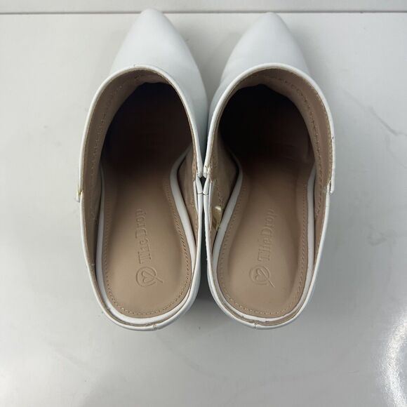 The Drop Leather White Slip On Block Heels Women’s Size 7 - Picture 4 of 6